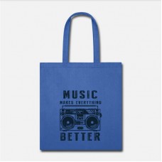 Music Makes Everything Better Old School Royal Blue Tote Bag